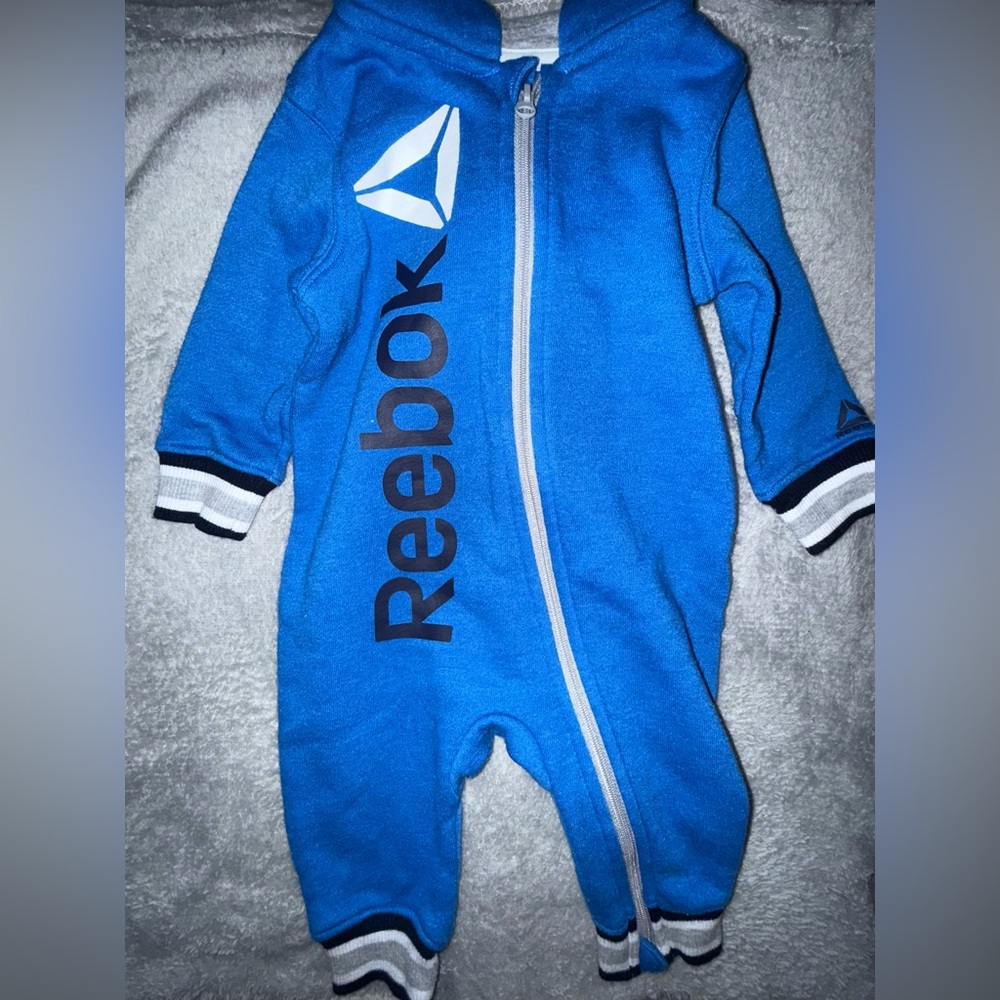 Reebok Blue Baby One Piece Zip Up Onesie | $10